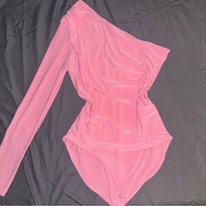 Stradivarius pink bodysuit one shoulder size Large